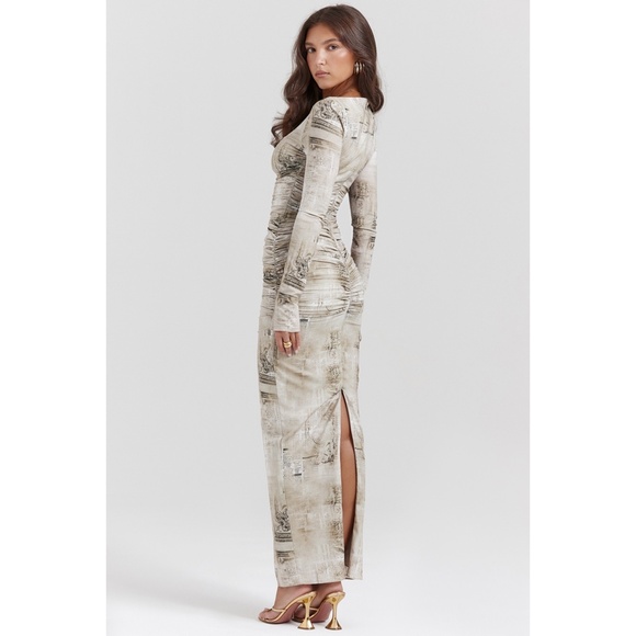 NEW House of CB Lanetta Pale Sage Print Maxi Dress Small - Picture 7 of 17